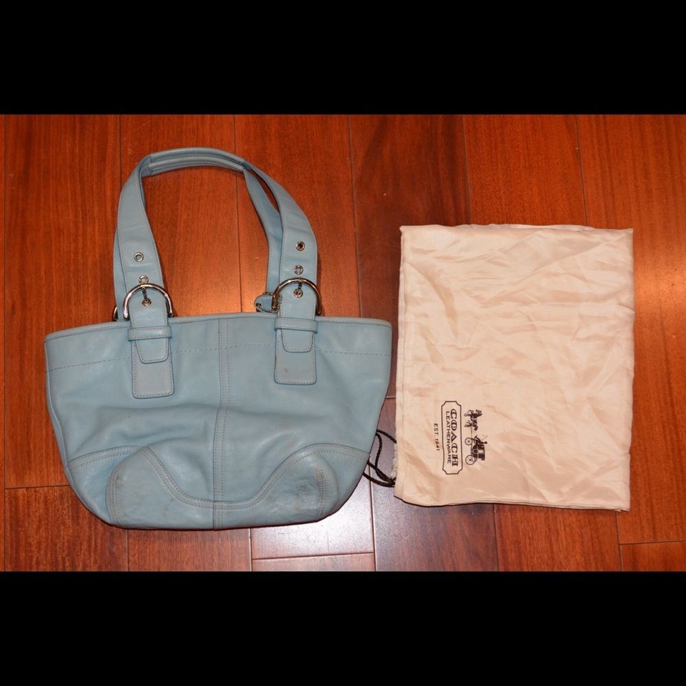 Sky Blue Coach Tote Handbag